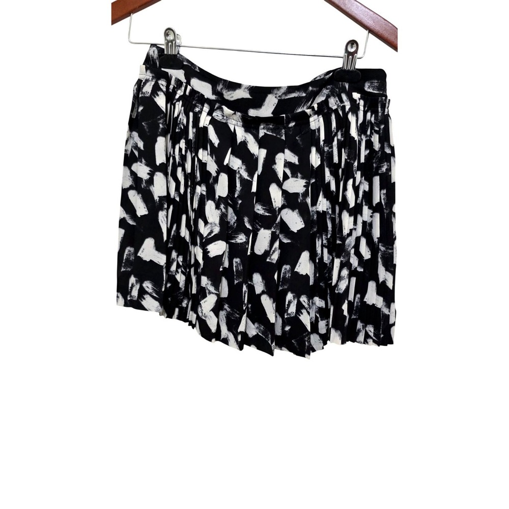 Banana Republic Black & White Abstract Pleated Midi Skirt Size Petite 6‎